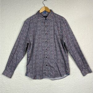 Robert Graham Knowledge Wisdom Truth Men's Sz XL Blue White Brown Shirt Button